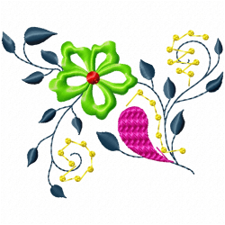 Flowers And Tree Embroidery Design 6
